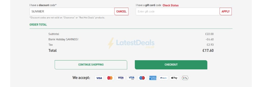 Screenshot of the Tefal discount code working