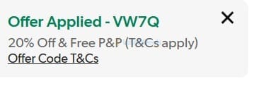 Screenshot of the Curvissa discount code working