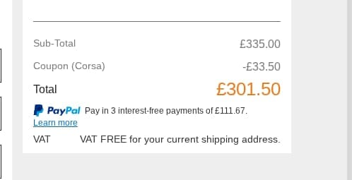 Screenshot of the Maxpeedingrods discount code working
