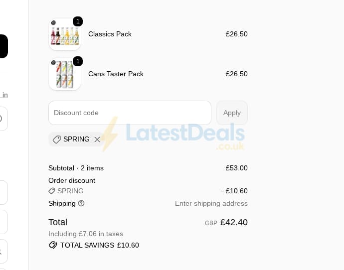 Screenshot of the Luscombe discount code working