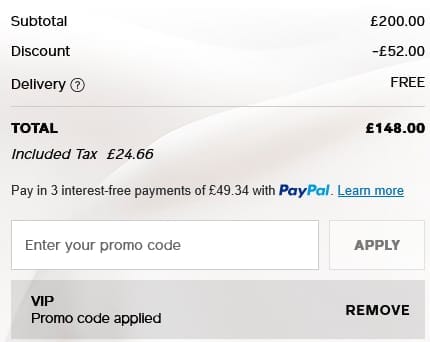 Screenshot of the Shiseido discount code working