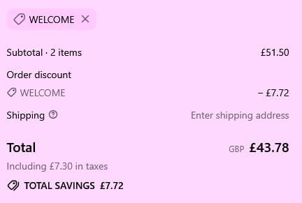 Screenshot of the Simply Roasted discount code working