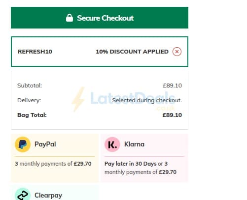 Screenshot of the Mainline Menswear discount code working