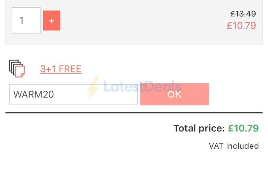 Screenshot of the UKposters discount code working