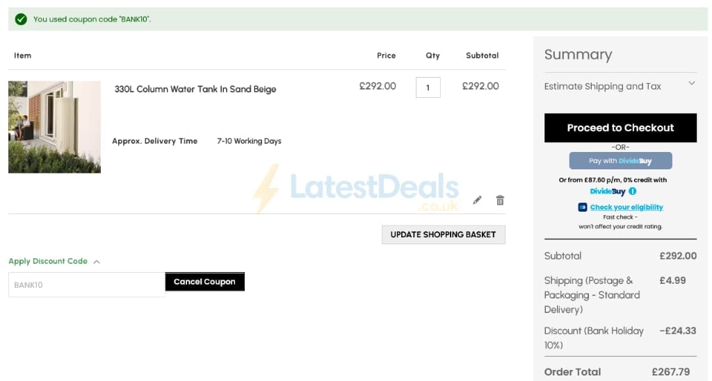 Screenshot of the Original Organics discount code working