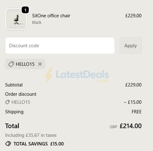 Screenshot of the Desktronic discount code working