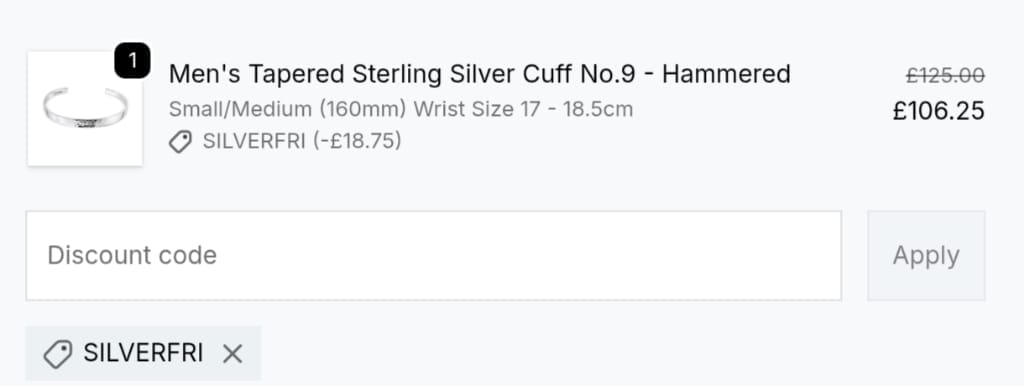 Screenshot of the Hersey discount code working