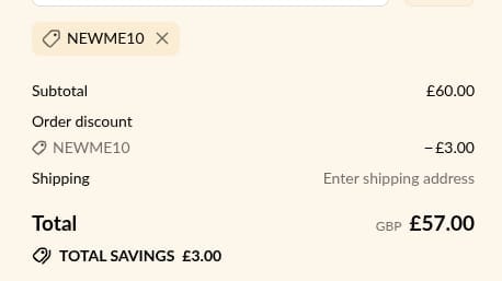 Screenshot of the Presscription discount code working