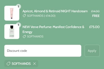 Screenshot of the Willow Beauty discount code working