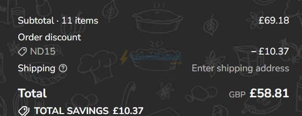 Screenshot of the Baked to Taste discount code working
