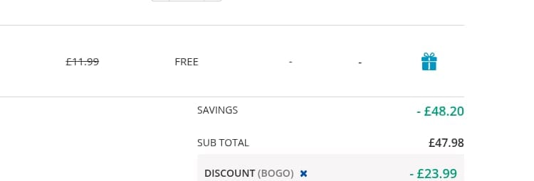 Screenshot of the ShytoBuy discount code working