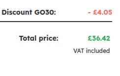 Screenshot of the UKposters discount code working