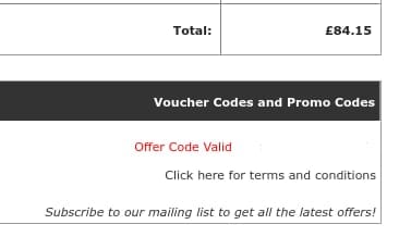 Screenshot of the Garden Furniture World discount code working