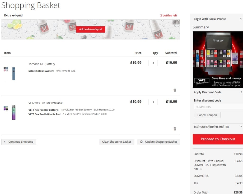 Screenshot of the Totally Wicked discount code working