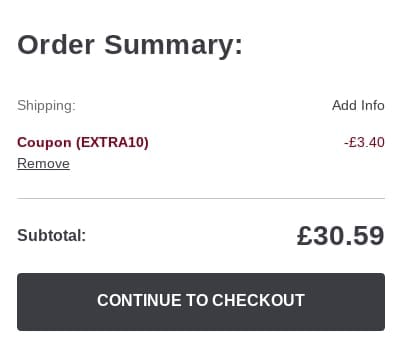 Screenshot of the Muji discount code working