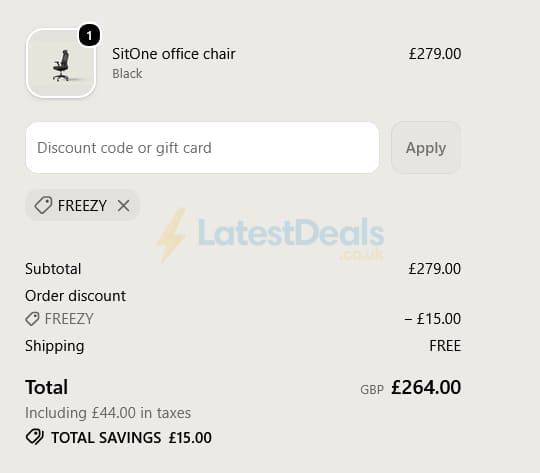 Screenshot of the Desktronic discount code working
