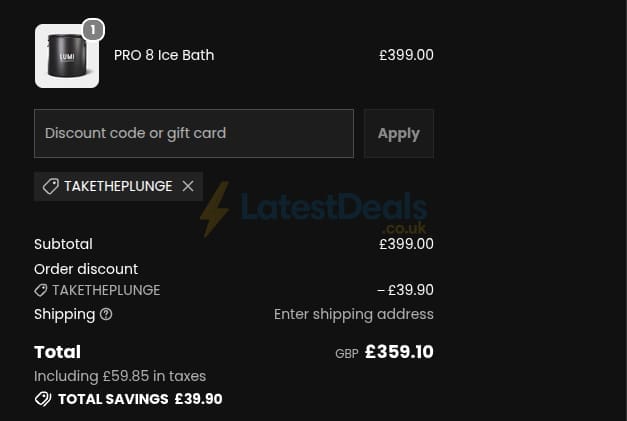 Screenshot of the Lumi Therapy discount code working