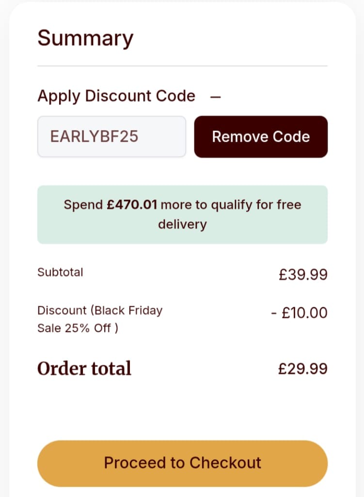 Screenshot of the Hedges Direct discount code working