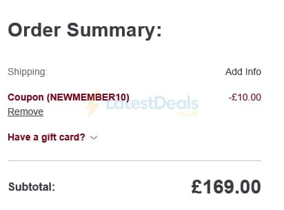 Screenshot of the Muji discount code working