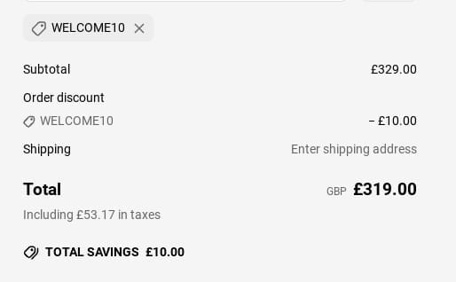 Screenshot of the Merrythought discount code working