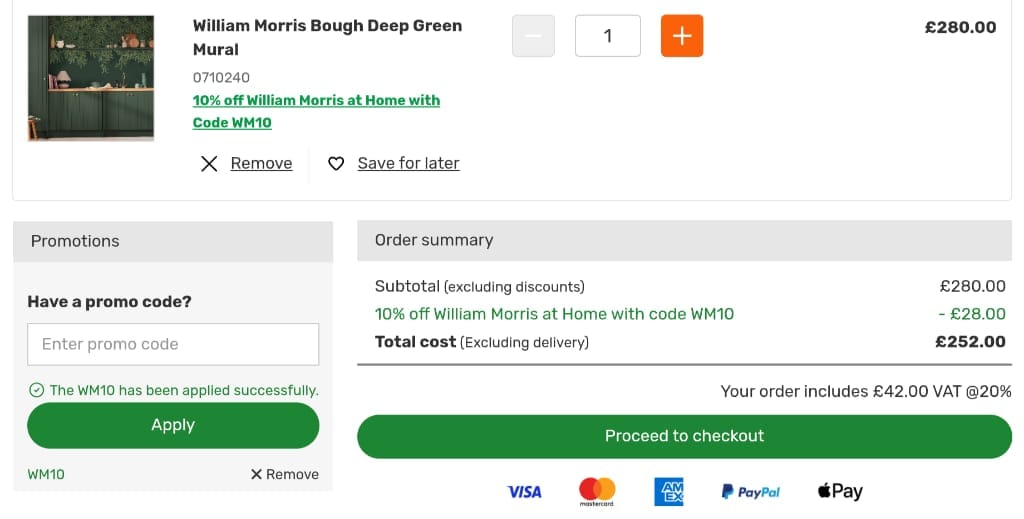 Screenshot of the Homebase discount code working