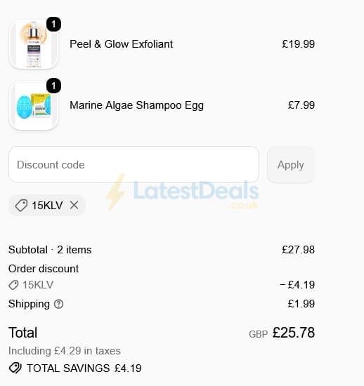 Screenshot of the Procoal discount code working