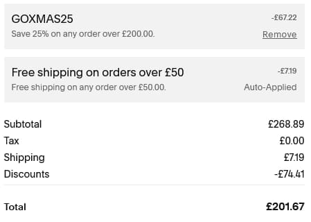 Screenshot of the Gokombucha discount code working