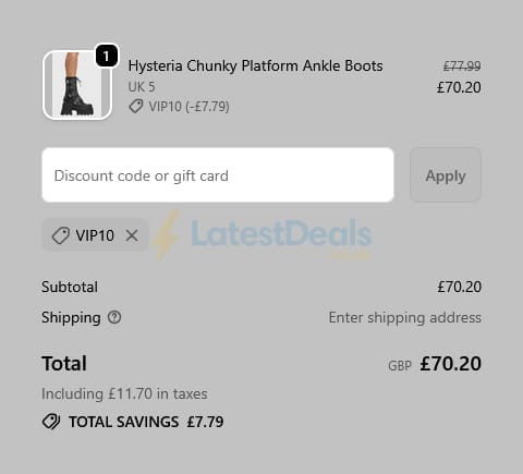 Screenshot of the Lamoda discount code working
