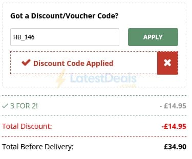 Screenshot of the Happy Beaks discount code working