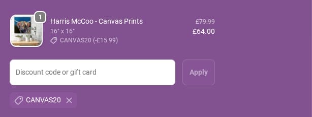 Screenshot of the Steven Brown discount code working