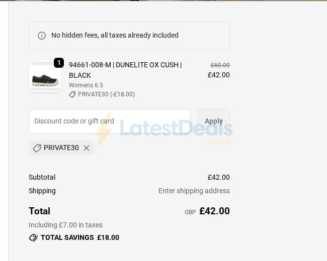 Screenshot of the Palladium Boots discount code working