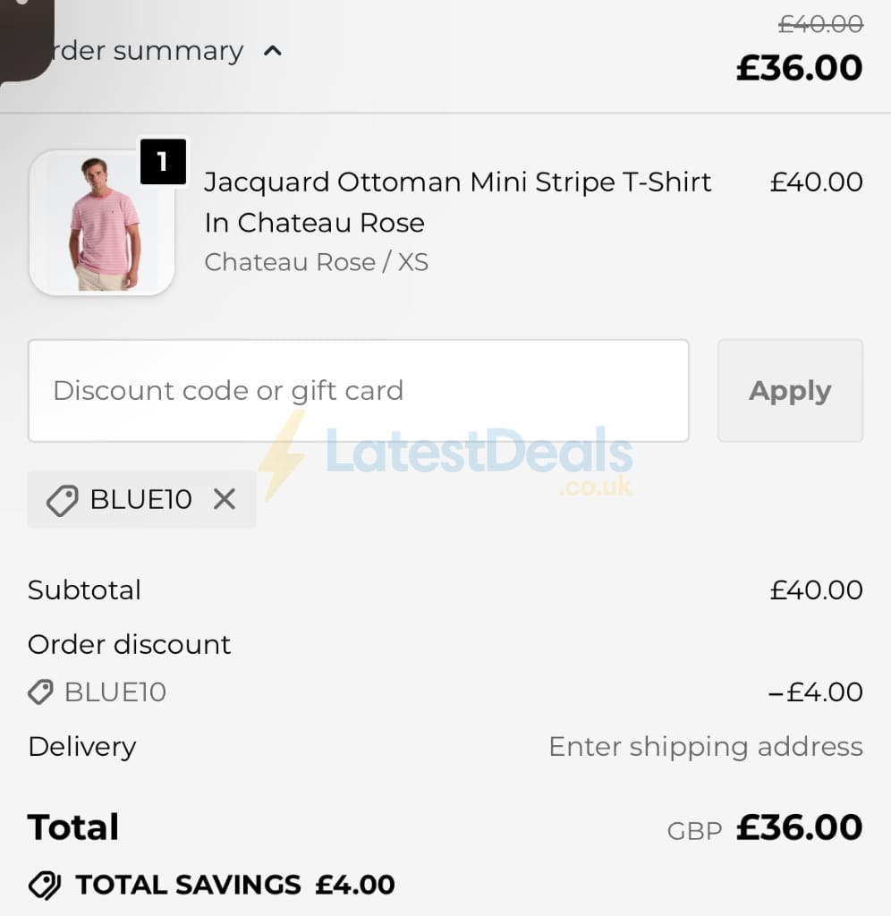 Screenshot of the Original Penguin discount code working