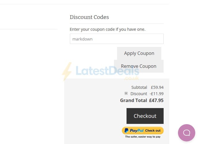 Screenshot of the The Knitting Network discount code working