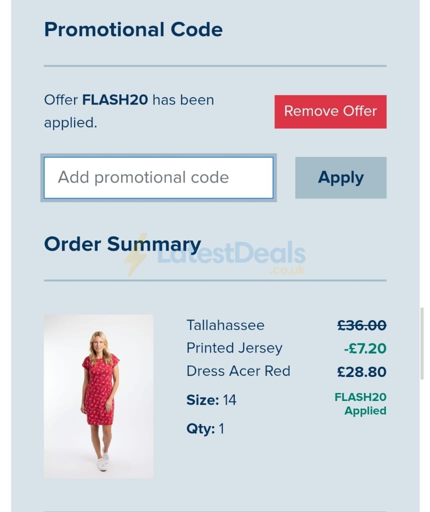 Screenshot of the Weird Fish discount code working