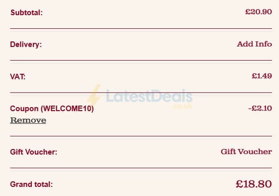 Screenshot of the Lottie Shaw's discount code working