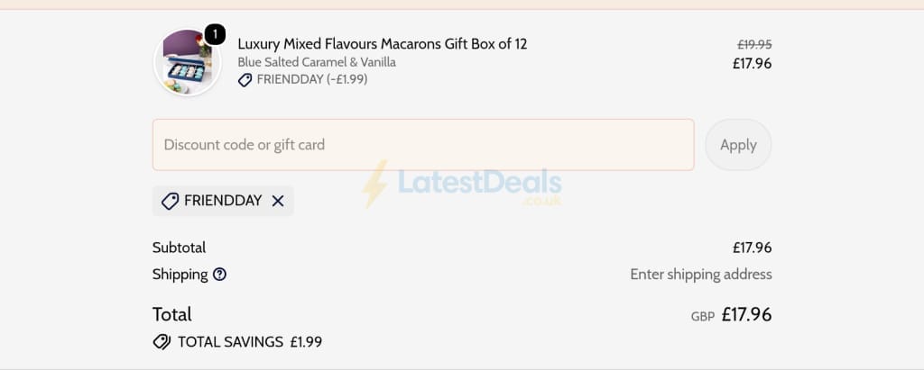 Screenshot of the Patisserie Valerie discount code working