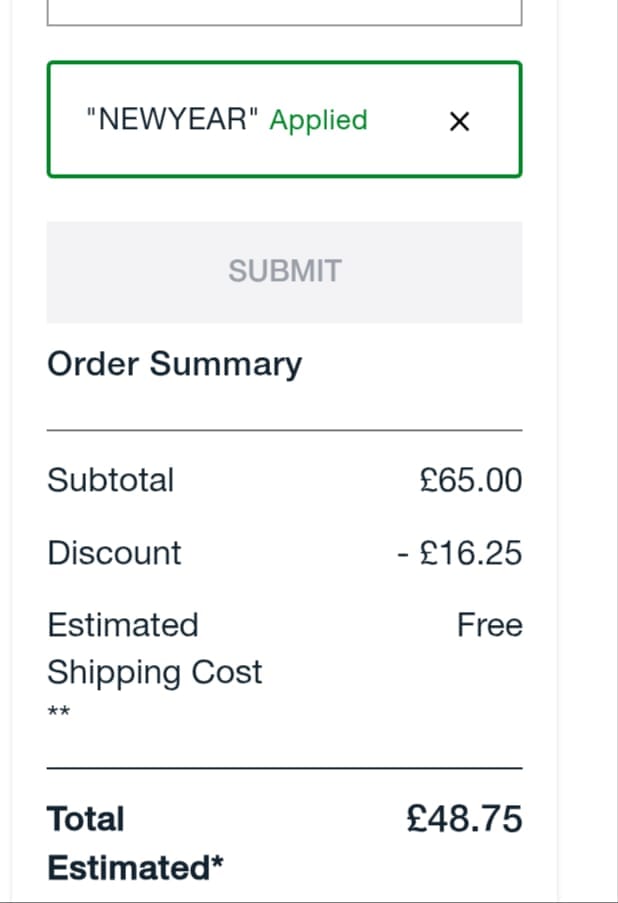 Screenshot of the StriVectin discount code working