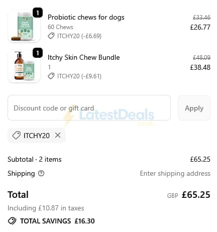 Screenshot of the Buddy & Lola discount code working