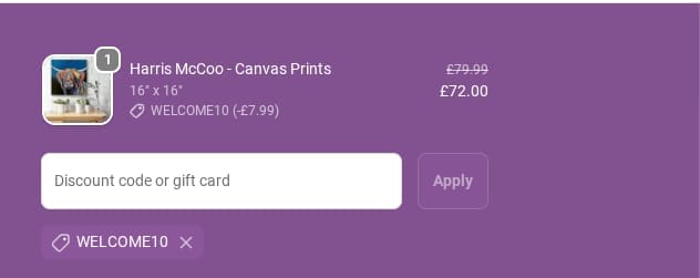 Screenshot of the Steven Brown discount code working