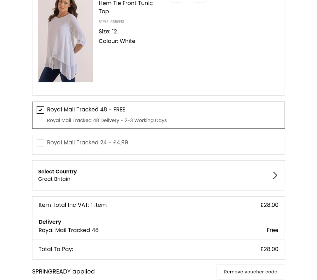 Screenshot of the Klass discount code working