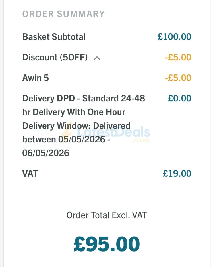 Screenshot of the Richardhaworth discount code working
