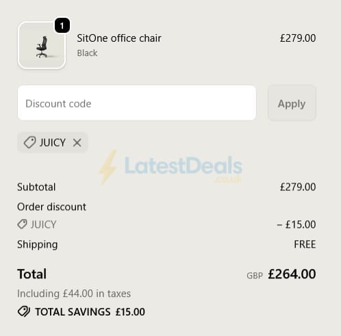 Screenshot of the Desktronic discount code working