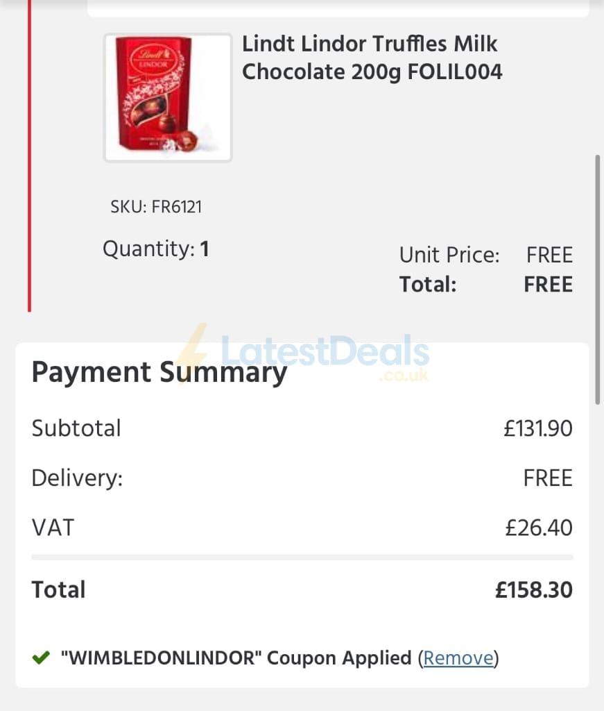 Screenshot of the UK Office Direct discount code working