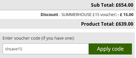 Screenshot of the One Garden discount code working