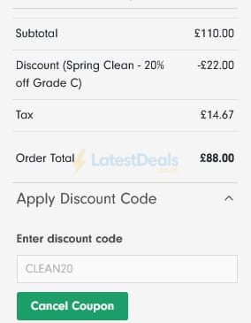 Screenshot of the Stone Refurb discount code working