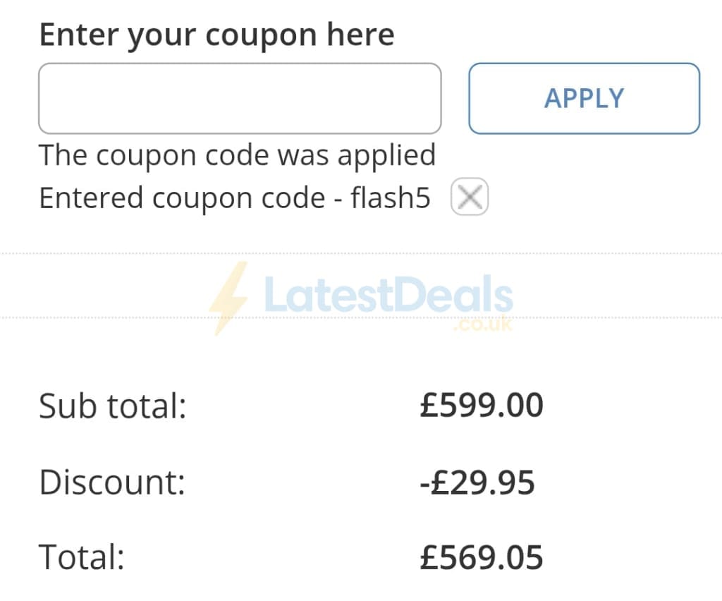 Screenshot of the Tech Trade discount code working