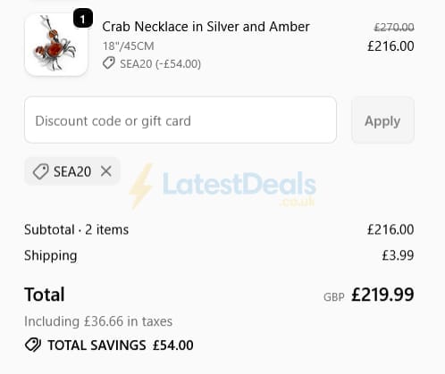 Screenshot of the Henryka discount code working
