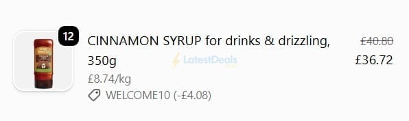 Screenshot of the Sweet Freedom discount code working