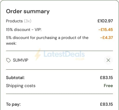 Screenshot of the VitaminExpress discount code working