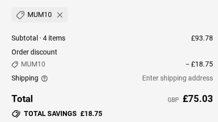 Screenshot of the MyFlowers discount code working